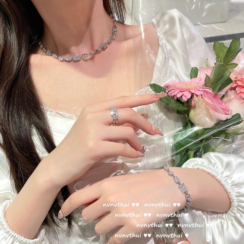 Геометрическое irregular gemstone necklace 'Принцесса в бегах', Браслет 'Радость богатой женщины', Позолота 18 карат, Многоугольный циркониевый браслет