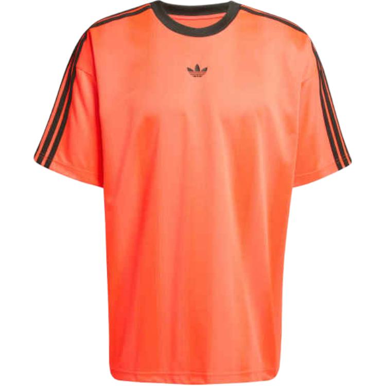 adidas Оригинальная полосатая свободная футболка с коротким рукавом и жаккардовым узором для мужчин, оранжевая, JW5881