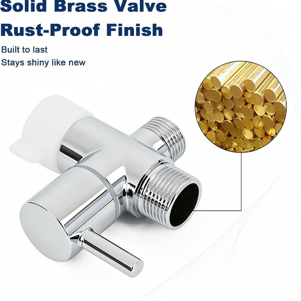 Shut-off Valve 3-Way T Valve Solid Brass Brass T Adapter Premium Tee Connector Handheld Toilet