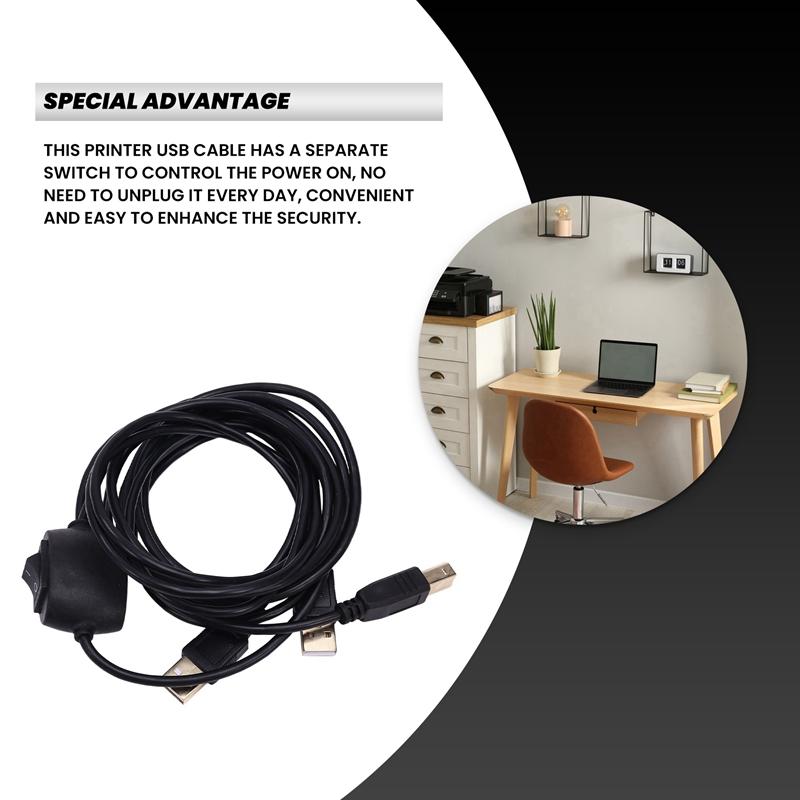 Кабель принтера 2 в 1 USB A на B Папа-Папа Кабель принтера для принтера HP Canon Samsung Разветвитель для двух компьютеров