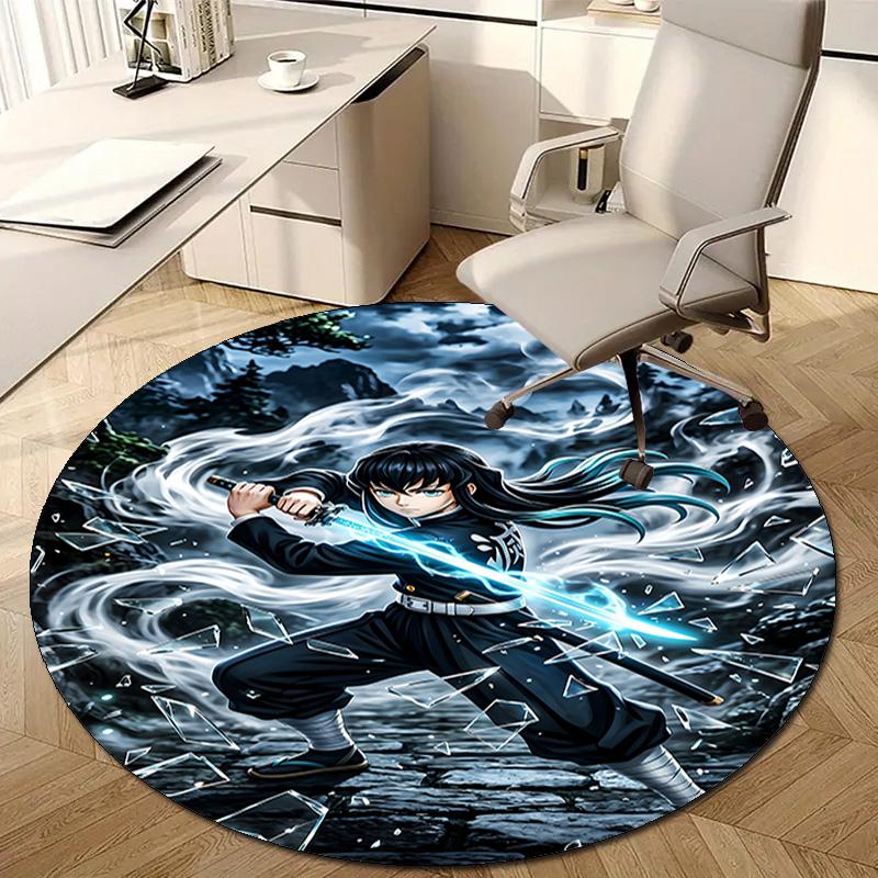 1pc Tokitou Muichirou Print Round Carpet Chair Round Carpet Suitable for Bedroom Living Room Home Decorative Carpet