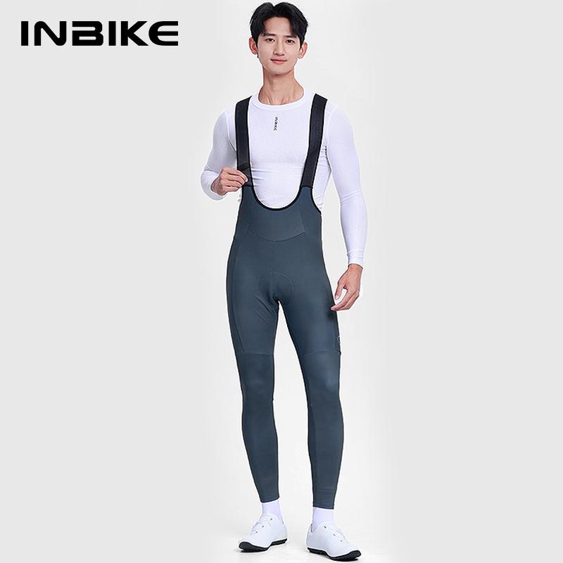 INBIKE Флисовые велотрусы с лямками для шоссейного велосипеда для мужчин Зимние Термо-Велосипедные Велотрусы с Лямками Ветрозащитные Велосипедные Штаны Одежда для МТБ Велосипеда Мужская