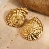 GEMCHIC Women's Gold Seashell Statement Earrings Exaggerated Ocean Style Stainless Steel Jewelry