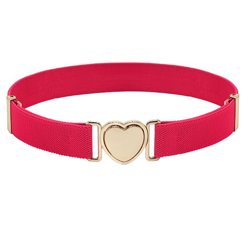 Canvas Girl Solid Color Waist Belt Punch-free Waistband Children Stretch Belts Heart Shape Buckle