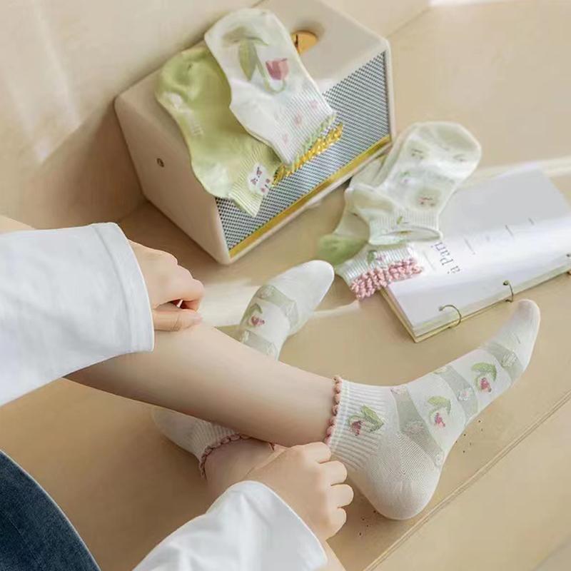 Ankle Socks For Women Cute Rabbit Socks For Girl Cotton Short Flower Kwaii