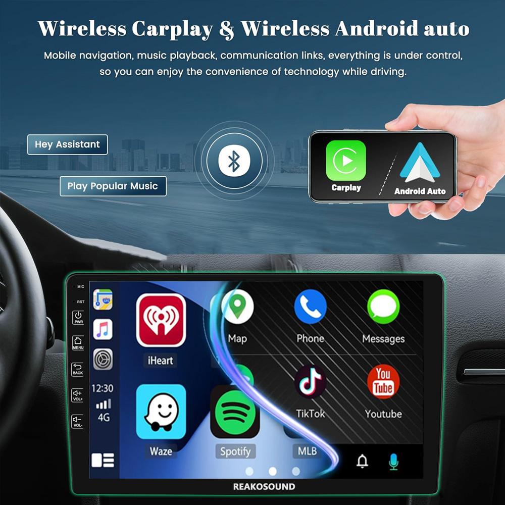 Автомобильный радиоприемник 1 Din 10 дюймов беспроводной Carplay Android Auto GPS навигатор мультимедийный проигрыватель Wi-Fi FM BT автомобильная стереосистема