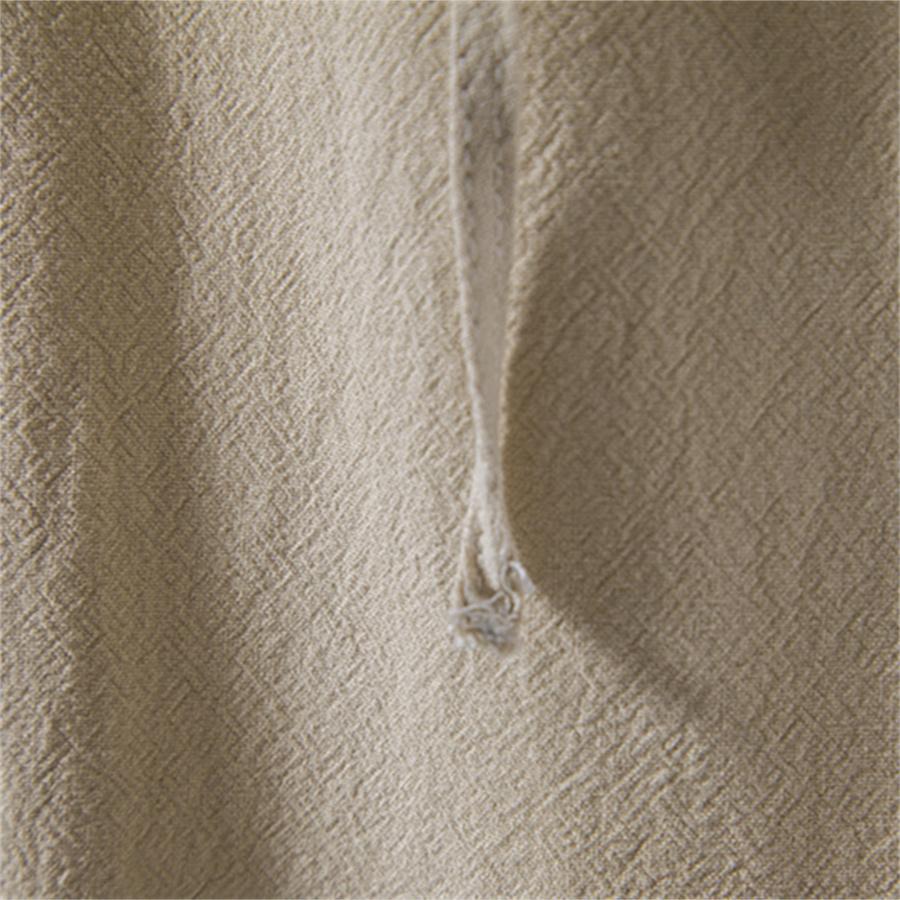 Летняя хлопково-льняная рубашка с длинным рукавом, мужские однотонные повязки с воротником-стойкой, мужские белые, черные, синие рубашки