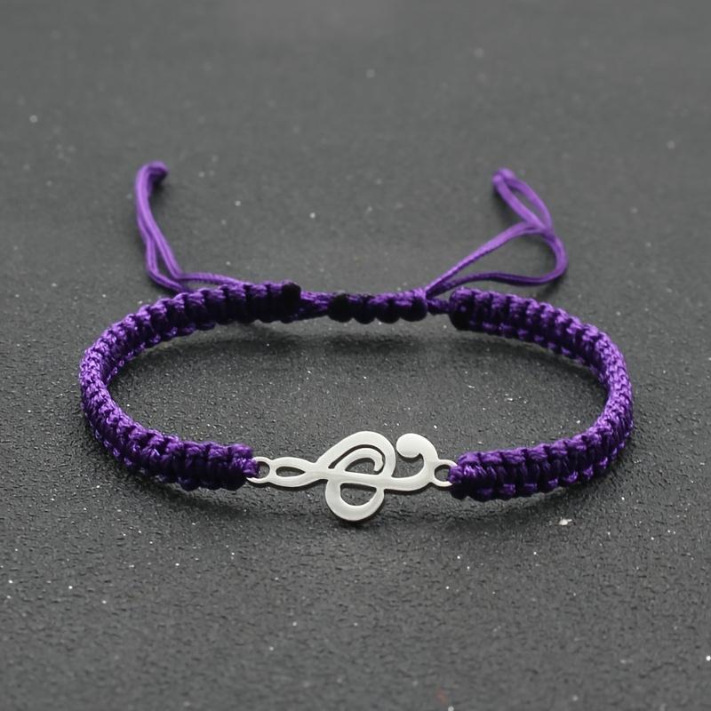 1pc Fashion Stainless Steel Music Symbol Bracelet, Hand Woven Simple Adjustable Hand Rope, Suitable for Daily Wear By Men and Women,