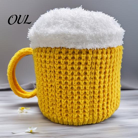 Humorous Costume Hat for Men And Women Funny Beer Mug Hat, Novelty Knitted Leg Warmers Outdoor Hiking Warm Headgear with Handles, Winter Gloves