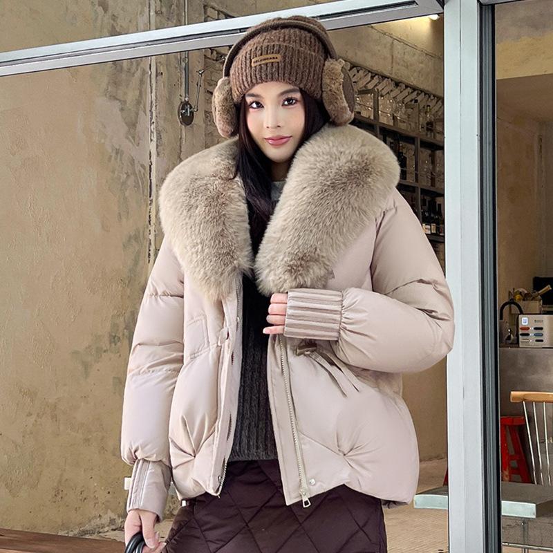 Winter Large Fur Collar Fashionable and Versatile Women's Short Thick Warm Windproof Jacket