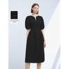 LANGZI French Lantern Sleeve Acetate Waist-Cinching Dress