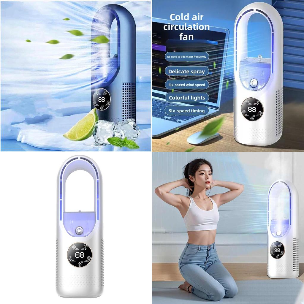 Rechargeable Usb Desktop Fan With Spray Humidifier And Touch Operation For Home And Gift