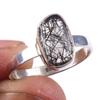 Natural Black Rutile Gemstone Handmade 925 Solid Sterling Silver Ring S.7 U8w46