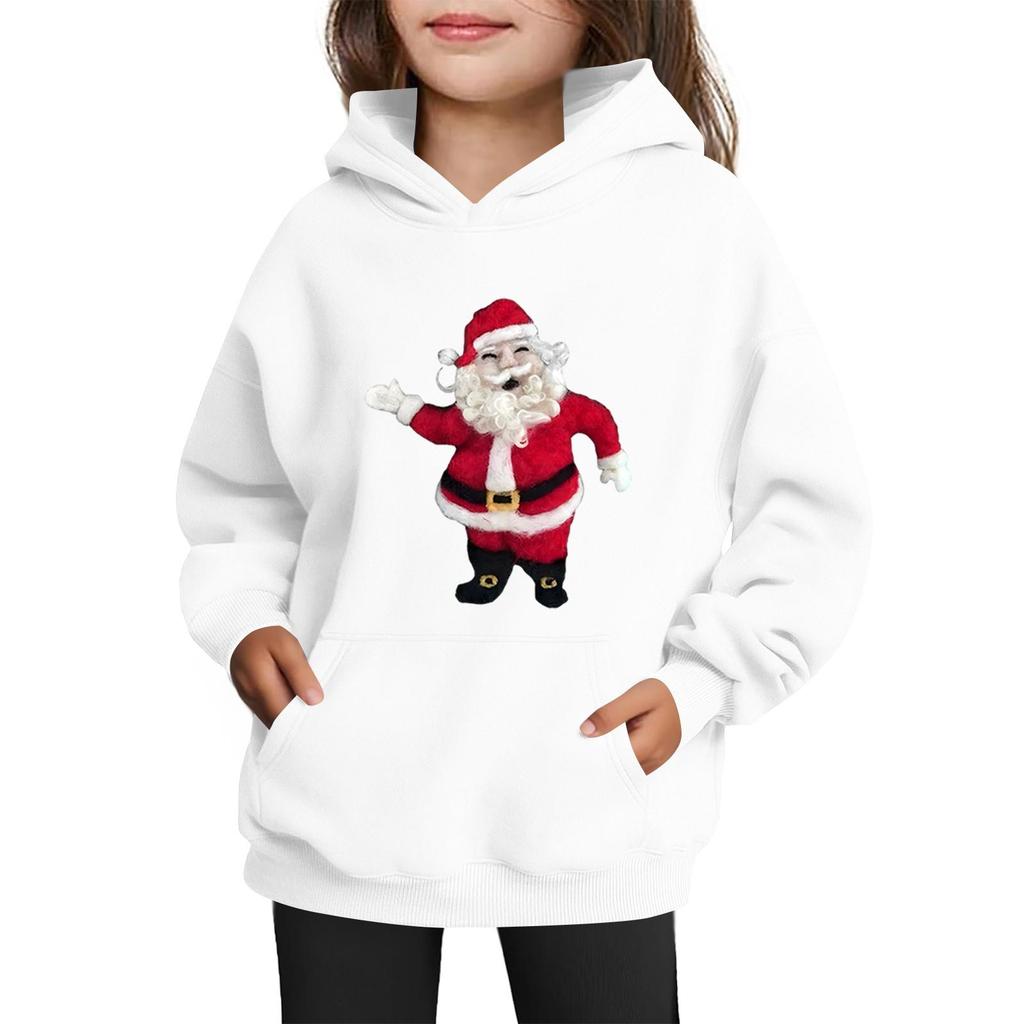 Толстовки для девочек-подростков Худи с длинным рукавом на шнурке Пуловер Милое принтованное Худи оверсайз Рождество