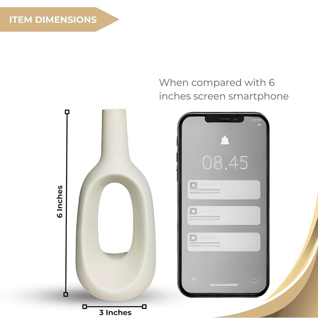 Керамическая «Белая полая ваза» 6 дюймов — набор из 1 шт. | Декоративная круглая ваза для сухоцветов и пампасной травы | Вазы для домашнего декора Последние