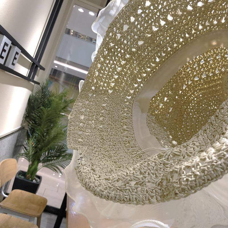 Женская летняя соломенная шляпа-ведро, складная панама-рыбак, с широкими полями, защита от УФ, для пляжа и кавайной моды