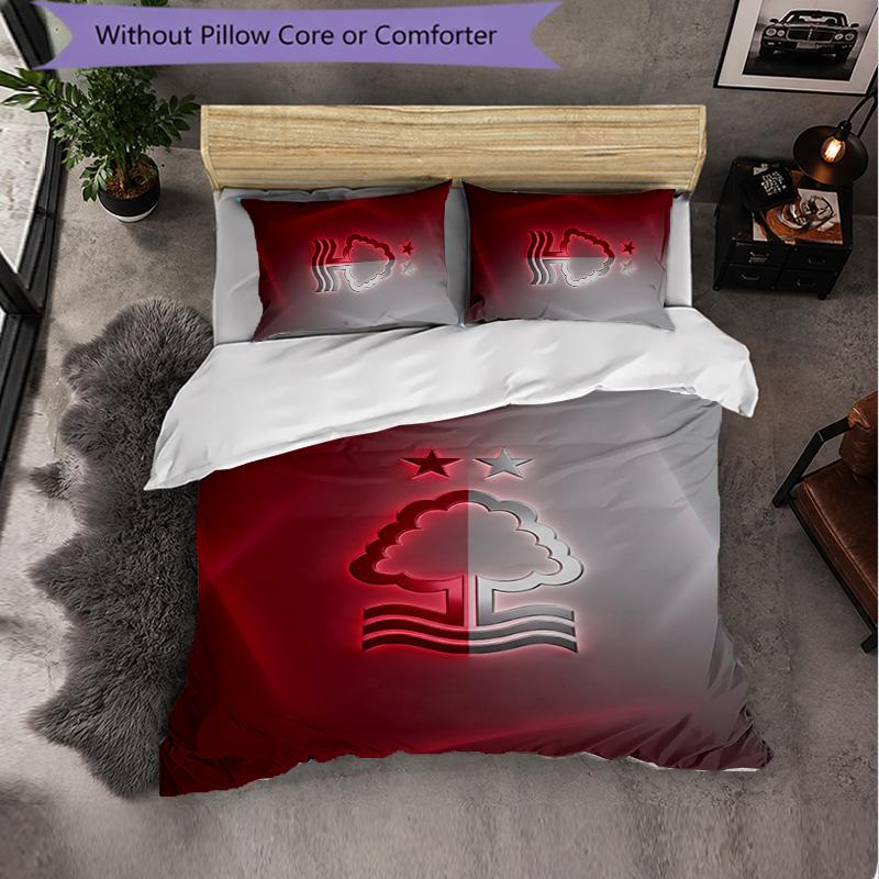 Nottingham Forest Football 3 Piece Bedding Set Soft Duvet Cover Set with Pillowcases Printed Bedroom Decor Set for Home