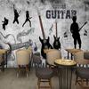 3d Mural Ретро Ручная роспись Музыкальная Тема Гитара Граффити Обои Ресторан Бар Фрески