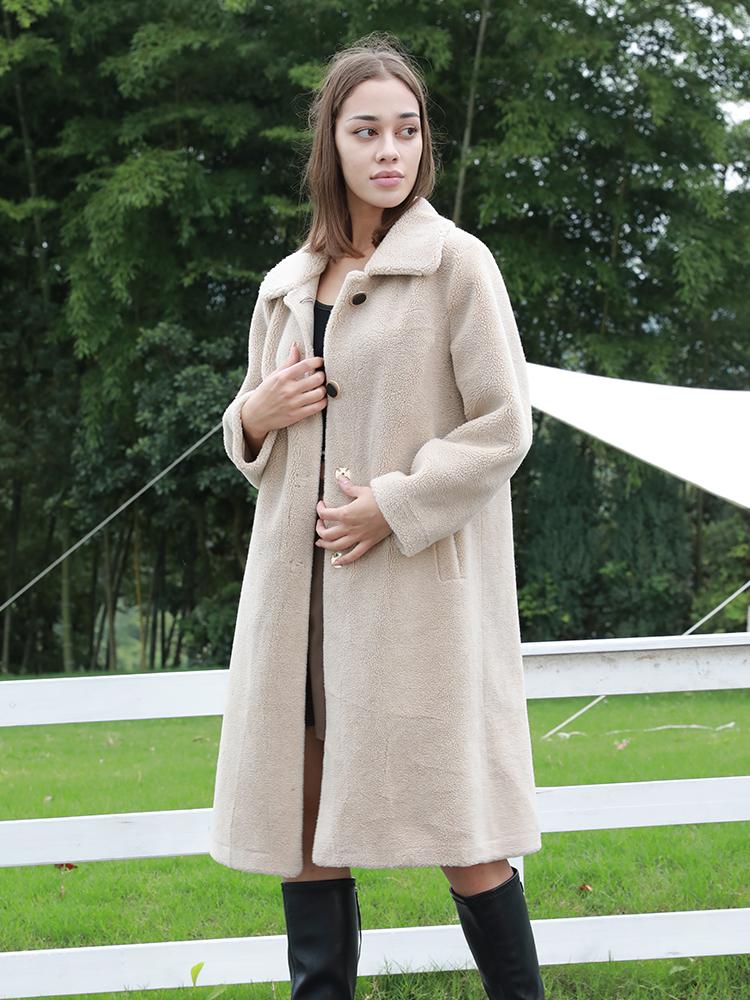 Женская одежда из зернистой плюшевой шерсти, осенне-зимнее теплое пальто из высококачественного искусственного меха