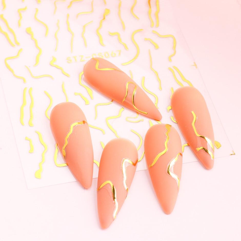 3D Metallic Golden Line Nail Stickers Striping Tape Nail Design Decor Art Decals DIY Manicure Decor