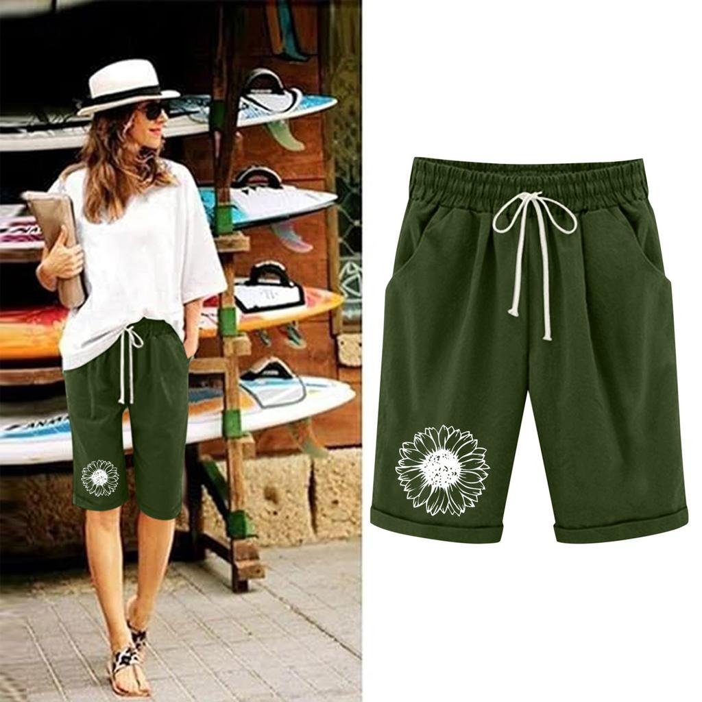 Шорты больших размеров для женщин, эластичные пышные хлопковые льняные шорты-бермуды с эластичной резинкой на талии, повседневная пляжная одежда