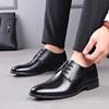 Мужские большие кожаные formal shoes на шнуровке - Корейский стиль Черные рабочие туфли