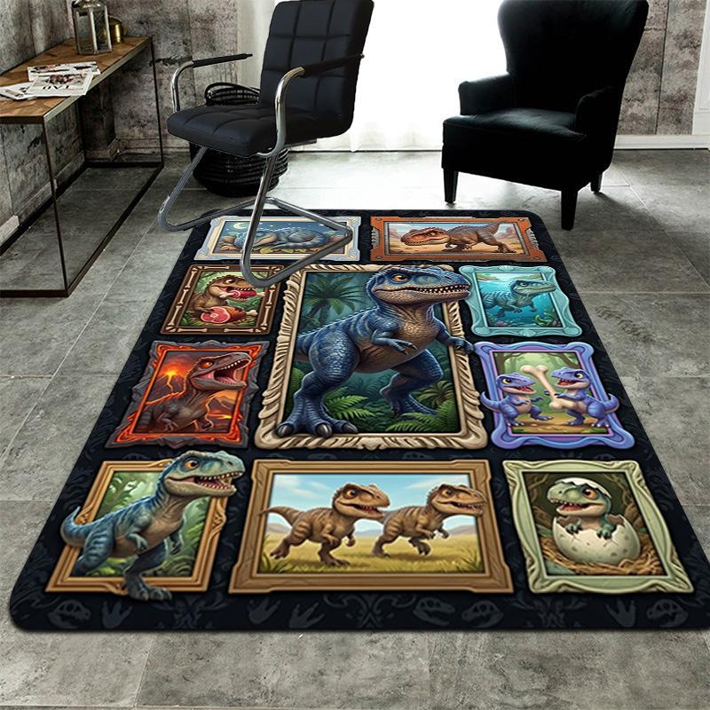 Dinosaur Collection Pattern Rug Floor Mat for Living Room or Bedroom Soft and Comfortable Carpet a Gift for Birthday and Holiday.