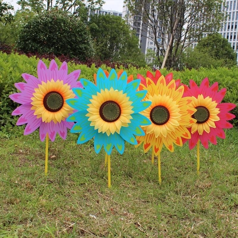 Winds Spinners for Lawns Patio Colorful Sunflower Pinwheel Toy Windmill Bulk 6pcs Party School Event Garden Lawns Pinwheels