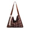 Сумка-тоут Commuter через одно плечо для женщин на осень и зиму, повседневная, универсальная, в клетку, большая вместимость