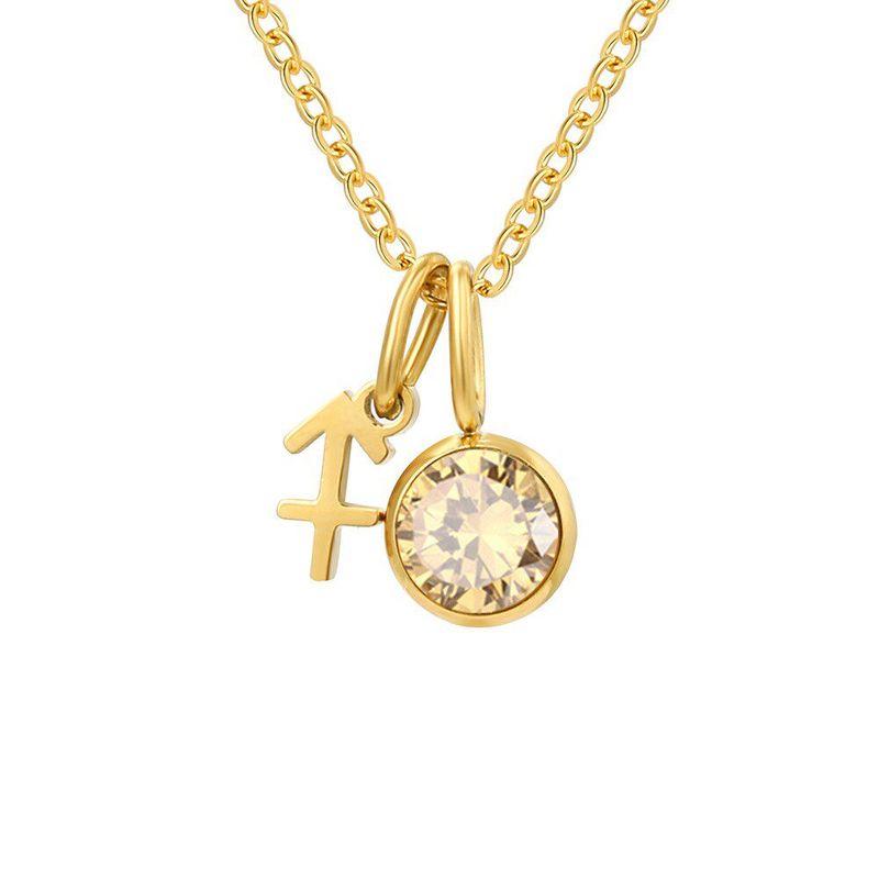 Steel Necklace Female Clavicle Chain Fashion Ins Twelve Constellation with Diamond Light Luxury Minority Birthday Stainless Steel Snake Bones Chain