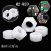 10/25PCS 13Size M2 M2.5 M3 M4 M5 M6 M8 M10 M12 M14 M16 M18 M20 Nylon Hex Nut Bolts Nuts White Nuts