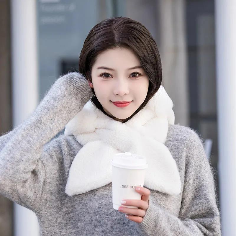 Шарф-шапка, комплект из двух предметов, женский морозостойкий Баотоу для верховой езды на открытом воздухе, бархатный утолщенный шарф, цельная теплая шапка