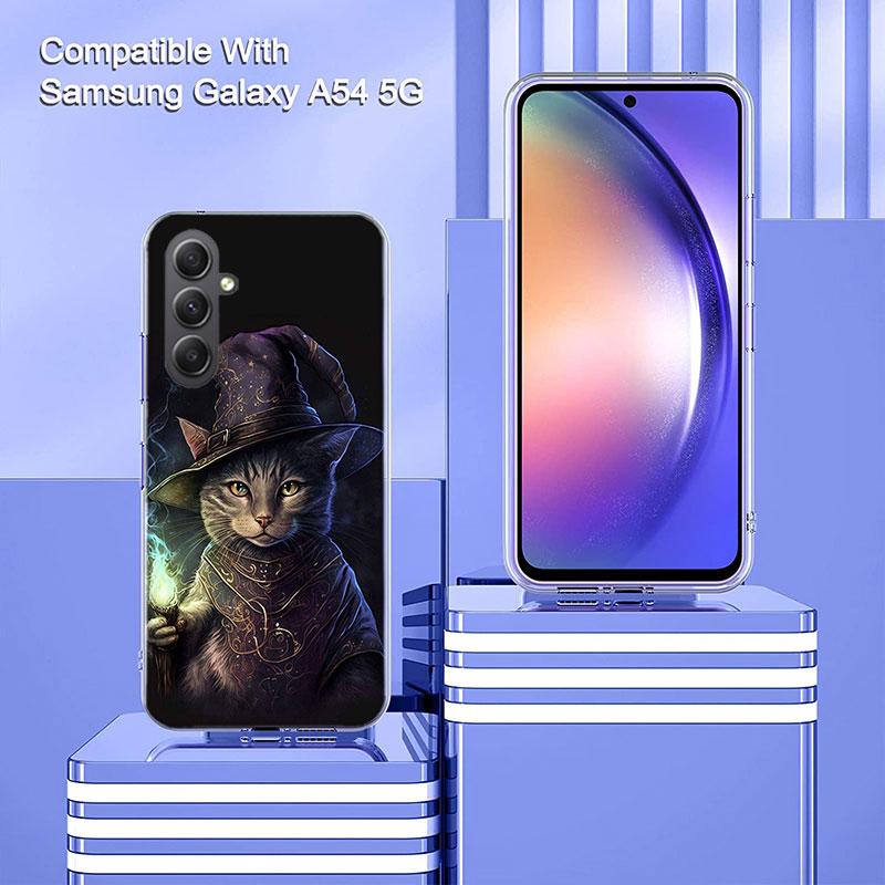 Halloween Magic Cat Phone Case for Samsung A16 A26 A36 A56 A17 A37 A57 A07 A06 A02S A03 A04S A05S Galaxy Note 20 10 A50S A71 A51