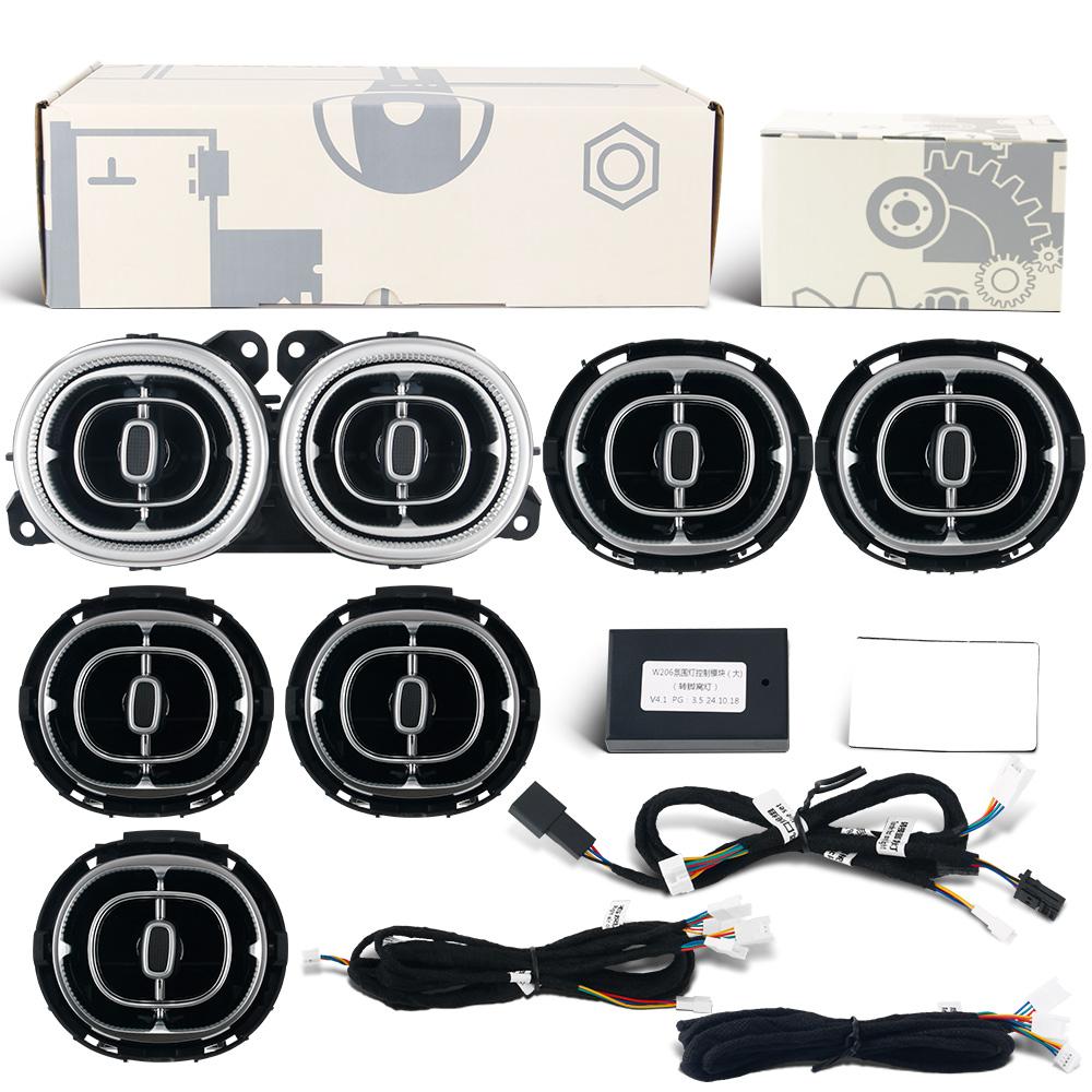 Светодиодный дефлектор кондиционера Турбо-воздуховыпускник Подсветка салона 64 цвета для Mercedes-Benz C-Class W206 2025-25 GLC X254 2025-25