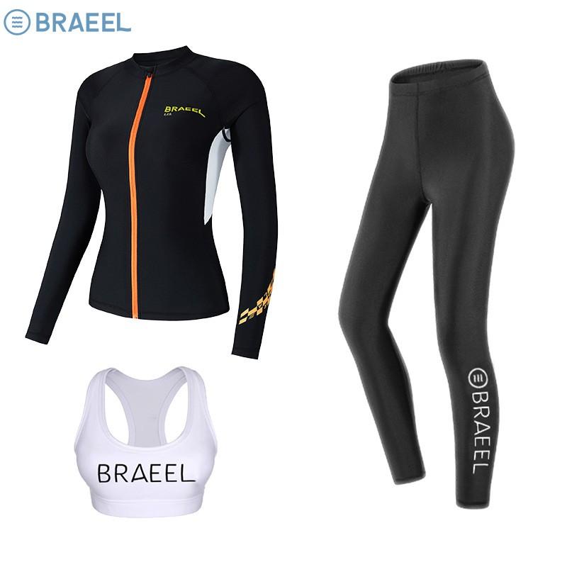 Womens UV Protection Rash Guard Set Long Sleeve Top Pants Swimming Snorkeling Diving Surfing