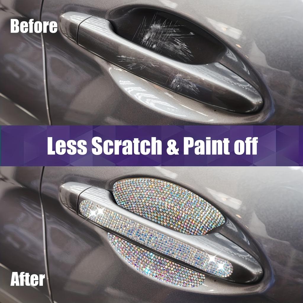 8 шт. Золотые блестящие наклейки для защиты ручек дверей автомобиля, хрустальные стразы, блестящая наклейка для защиты от царапин на чашки ручек дверей автомобиля, универсальная