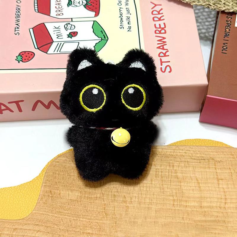 Круглая Плюшевая Черная Кошка Кукла Игрушка Брелок Подвеска для Сумки Брелок для Ключей Автомобиля Аксессуары Для Женщин Пар Мужчин Кавайный Подарок