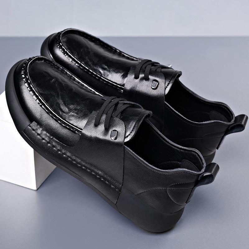 New Leather Shoes for Men's Shoes with Soft and Thick Sole Versatile Men's Casual Leather Shoes for Men's One-foot-resistant Shoes