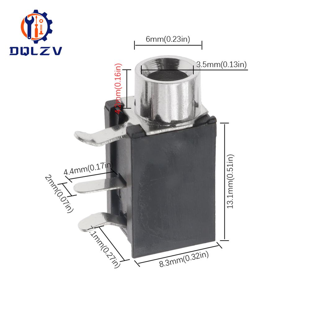 PJ-316 3.5mm Female Jack 3 Pin Connectors Audio Headphone Mono 3.5 mm Socket Terminals PCB Mount Connector Black PJ316