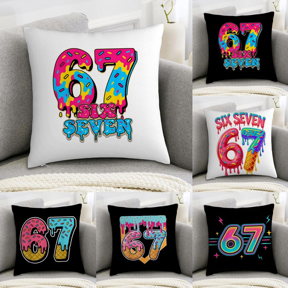 Funny six seven Cushion Cover Elegant Comfort Pillowcase Sofa Bed Doublesided Printed Invisible Zipper Home Decor