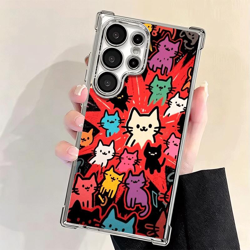 Мультяшная тематика милых кошек Покрытие Чехол для телефона Для Samsung Galaxy S24 S25 FE S26 Edge S23 Ultra S22 S21 Plus S20 Противоударный Подушка безопасности C