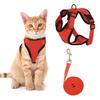 Кошачья шлейка и поводок для прогулок, регулируемый, устойчивый к побегу, жилет для котят, шлейка со светоотражающими полосками для котят средних и больших размеров