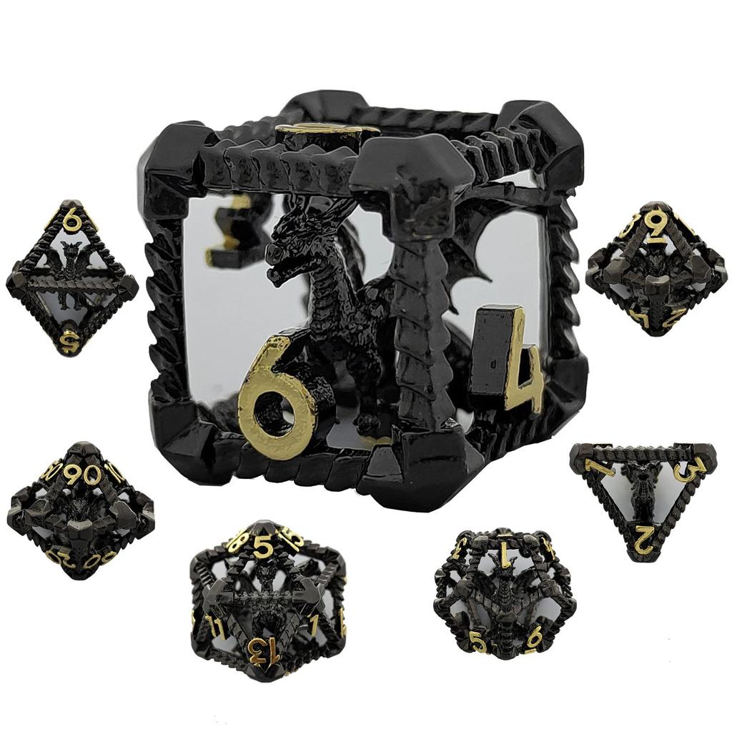 7pcs/set Hollow Dragon Dice Set Role-playing Game Polyhedral Dragon Dice Tabletop DND Game Party Accessories