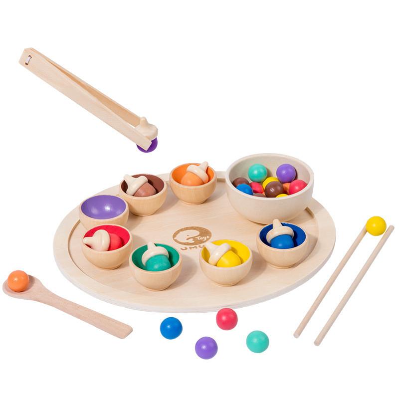 Wooden Bead Color Sorting Tray Educational Toy Toddlers Preschool Learning Play