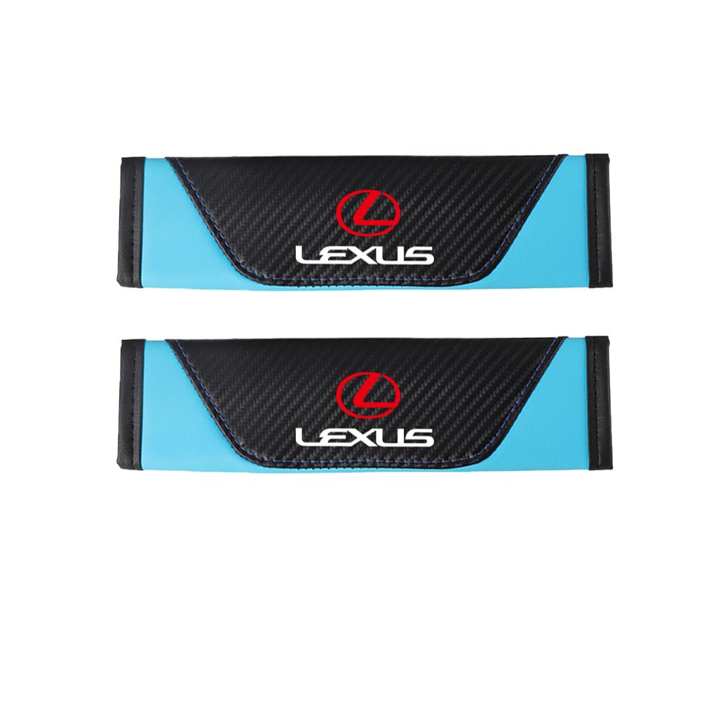 Interior Stickers 2Pcs Leather Car Cotton Seat Belt Pads Safety Shoulder Mat Accessories For Lexus LS LC IS350 ES300h ES300 IS25