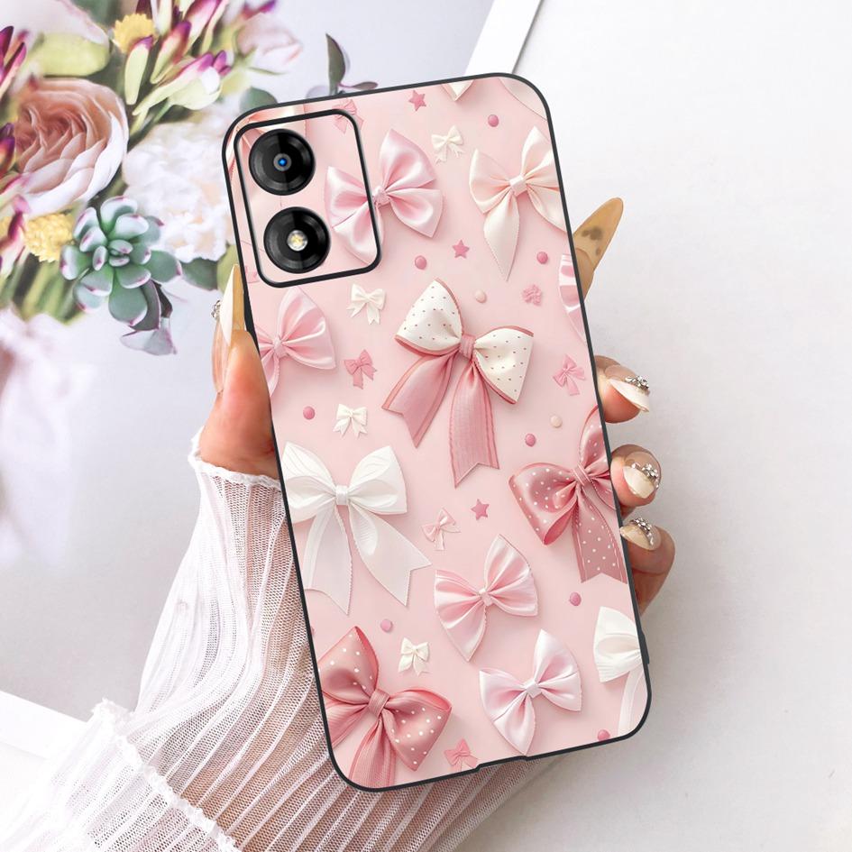 For Motorola Moto E13 Case Fashion Butterfly Flower Soft Black Silicone Cover Shockproof Shell For Motorola Moto E14 E 14 Fundas