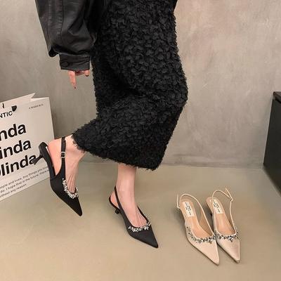 Вечерние туфли французский темперамент стразы туфли-лодочки острый носок высокий каблук ранняя весна новая сумка голова сандалии с юбкой туфли феи