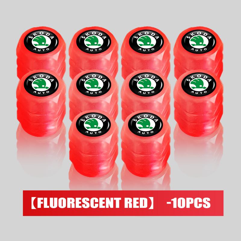 uwhxm4 Car Tire Valve Cap Luminous Valve Core Cover For Skoda Kamiq MK3 Roomster Rapid Kodiaq Karoq Fabia Enyaq