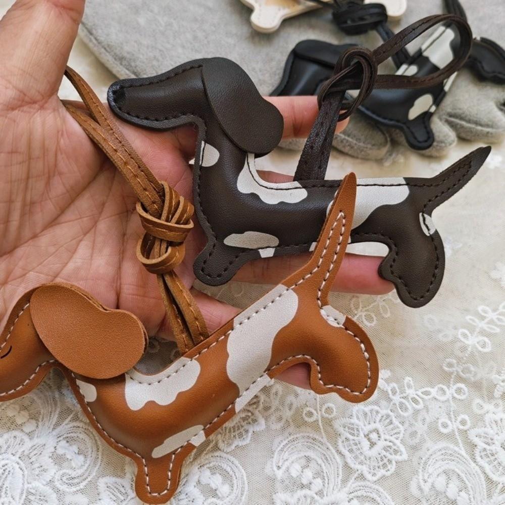 Корейский Ручной работы Такса Собака Брелок для ключей Милый Щеннок из ПУ Кожаный Брелок-Подвеска Аксессуар Животное Брелок для сумки Украшение для рюкзака