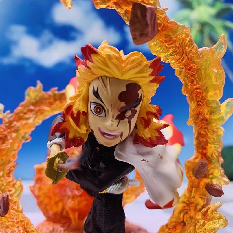 10cm Q Version Anime Demon Slayer Figure Rengoku Kyoujurou Pvc Action Figure Toys Collectible Model Toys Kid Gift